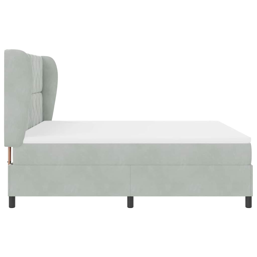 Box spring seng med hovedgærde Lysegrå 200 x 180 cm Fløjl
