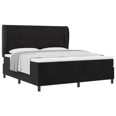 Box spring seng med hovedgærde Sort 200 x 180 cm Fløjl
