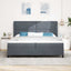 Box spring seng med hovedgærde Mørkegrå 200 x 200 cm Fløjl