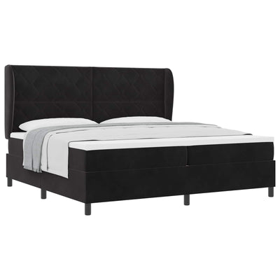 Box spring seng med hovedgærde Sort 200 x 200 cm Fløjl