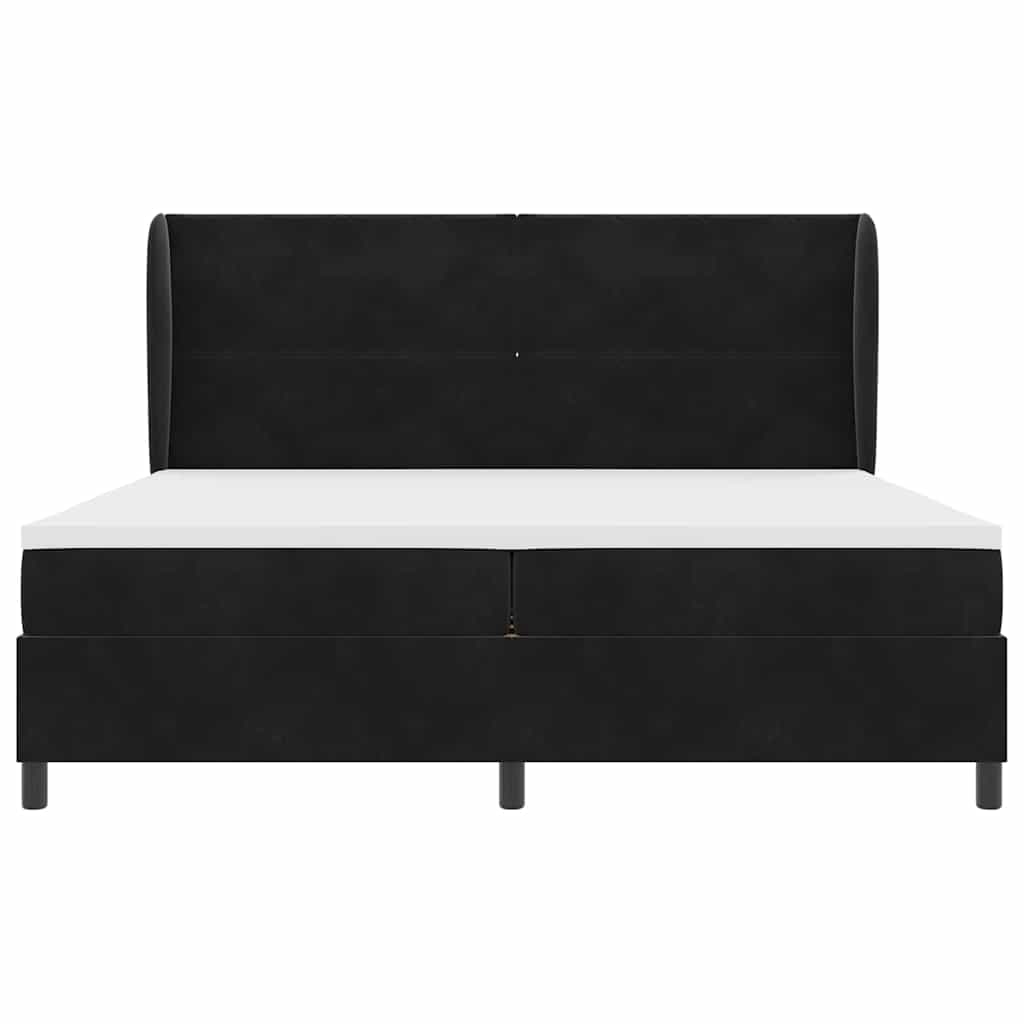 Box spring seng med hovedgærde Sort 200 x 200 cm Fløjl