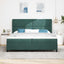 Box spring seng med hovedgærde Mørkegrøn 200 x 200 cm Fløjl