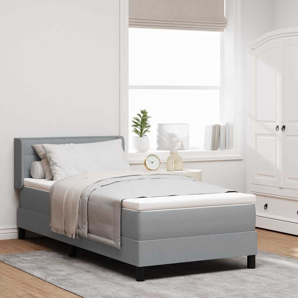 Box spring seng med hovedgærde Lysegrå 200 x 80 cm Stof