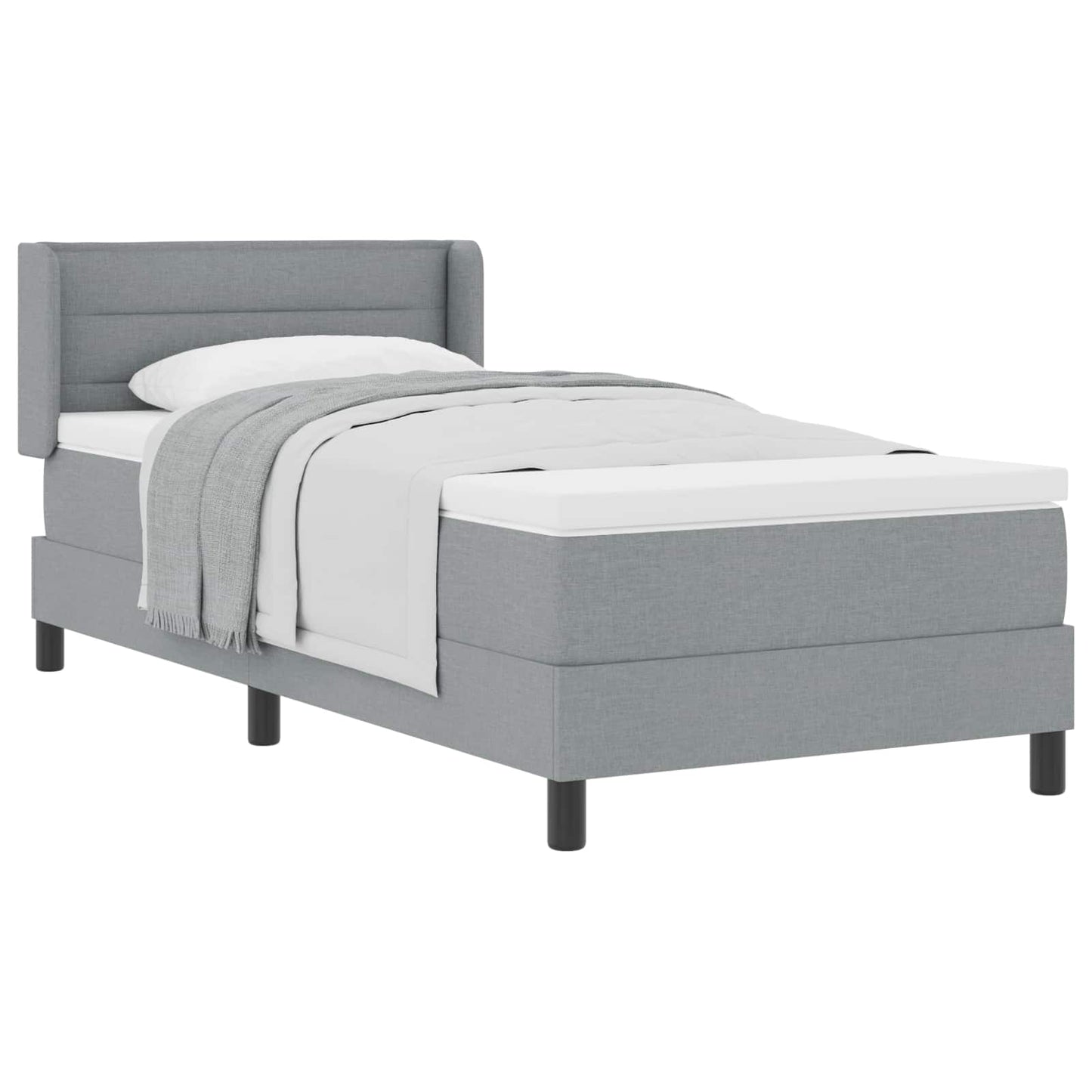 Box spring seng med hovedgærde Lysegrå 200 x 80 cm Stof