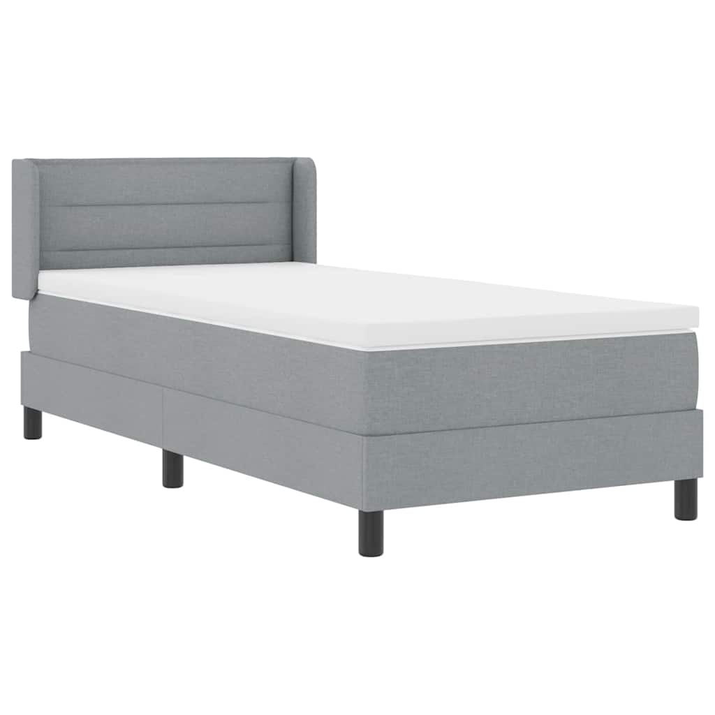 Box spring seng med hovedgærde Lysegrå 200 x 80 cm Stof