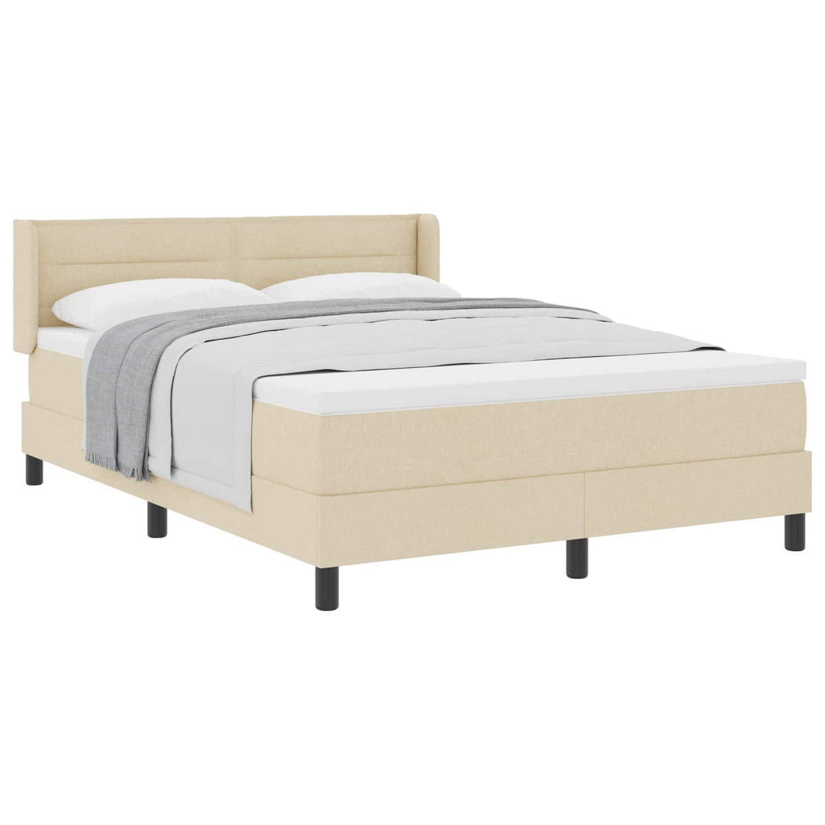 Box spring seng med hovedgærde Creme 190 x 140 cm Stof