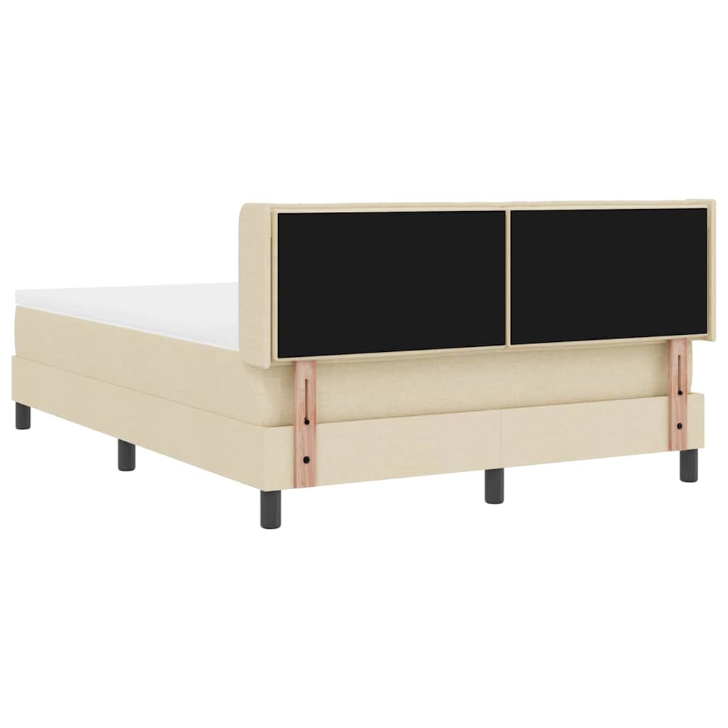 Box spring seng med hovedgærde Creme 190 x 140 cm Stof