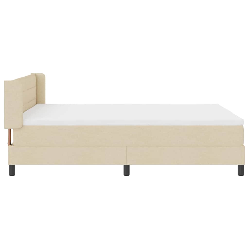 Box spring seng med hovedgærde Creme 190 x 140 cm Stof