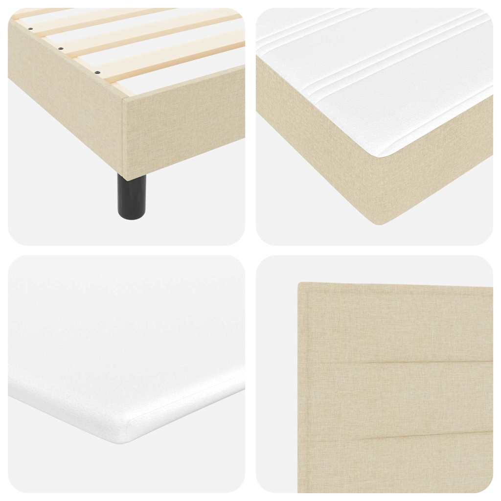 Box spring seng med hovedgærde Creme 200 x 200 cm Stof