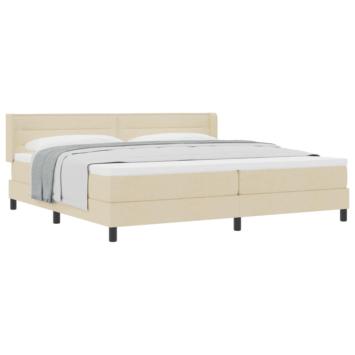 Box spring seng med hovedgærde Creme 200 x 200 cm Stof