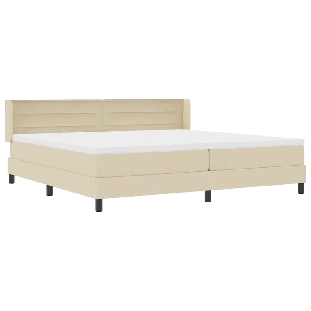 Box spring seng med hovedgærde Creme 200 x 200 cm Stof