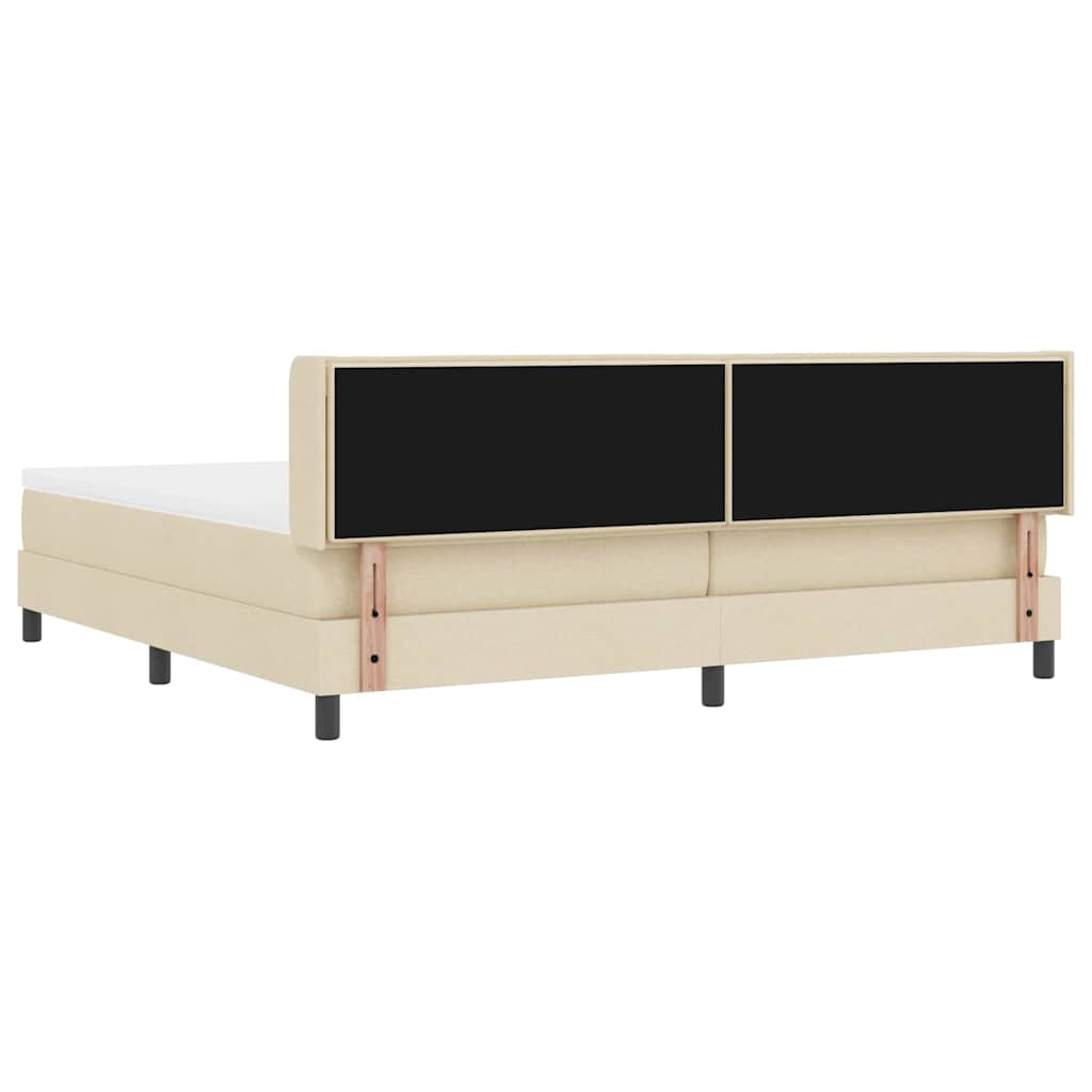 Box spring seng med hovedgærde Creme 200 x 200 cm Stof