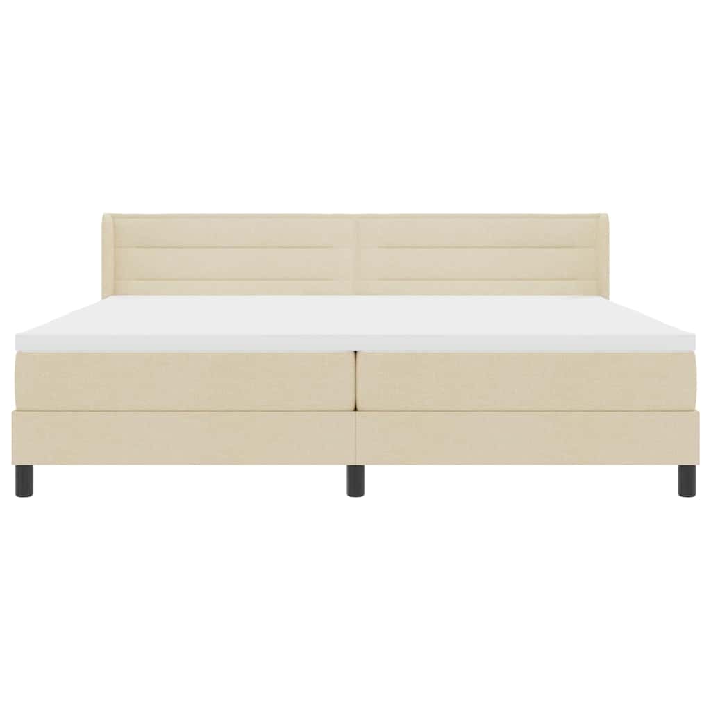 Box spring seng med hovedgærde Creme 200 x 200 cm Stof