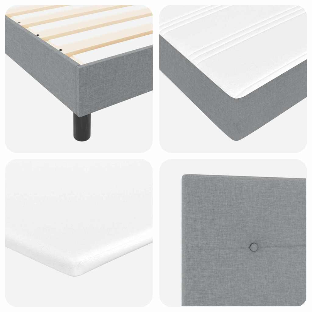 Box spring seng med hovedgærde Lysegrå 200 x 200 cm Stof