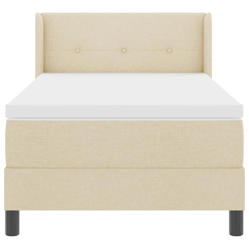Box spring seng med hovedgærde Creme 190 x 90 cm Stof