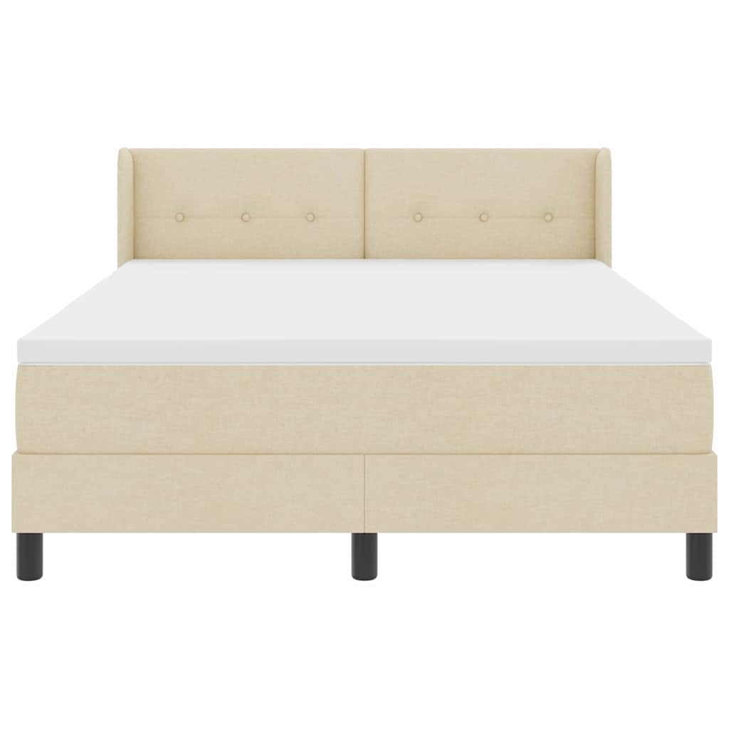 Box spring seng med hovedgærde Creme 190 x 140 cm Stof
