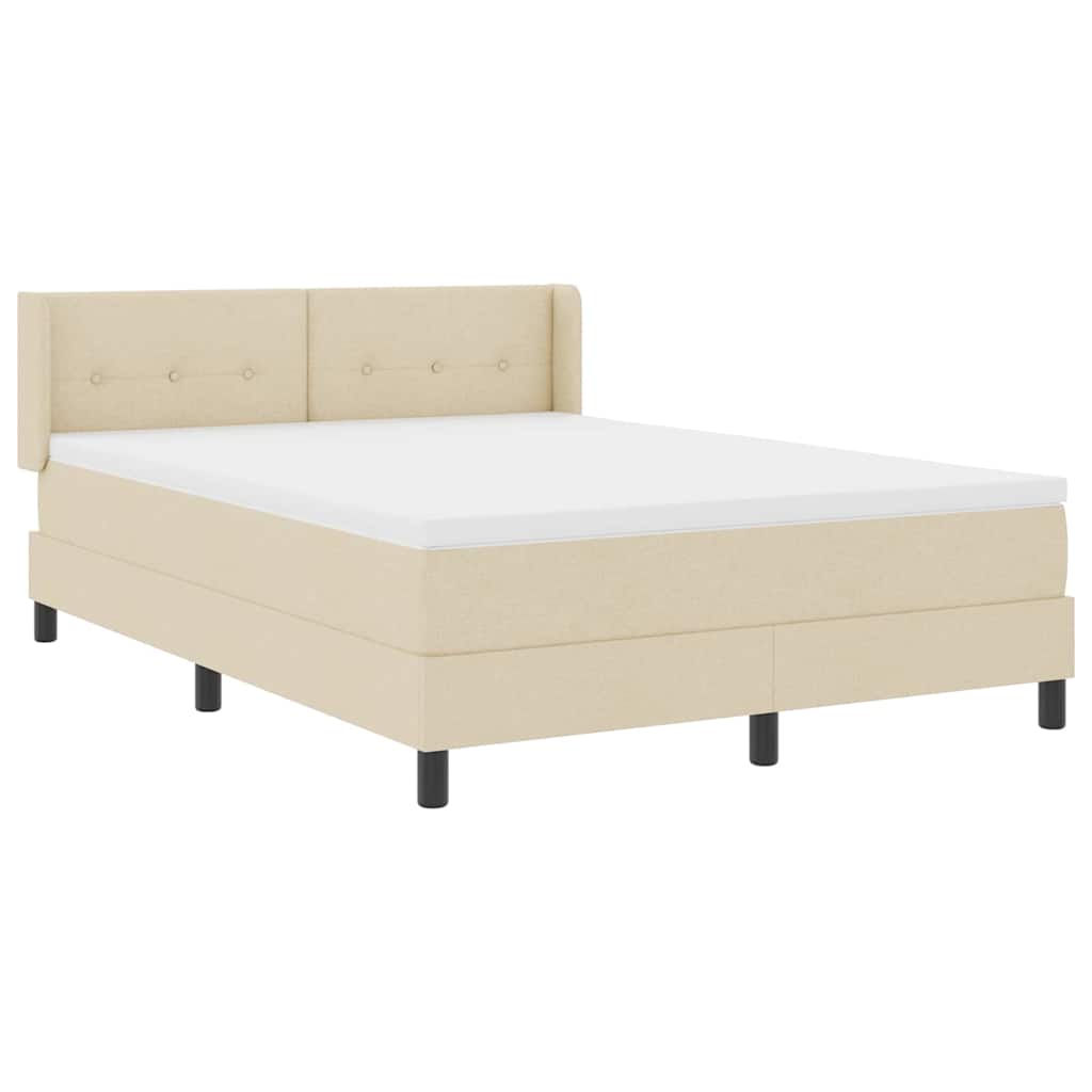 Box spring seng med hovedgærde Creme 200 x 160 cm Stof