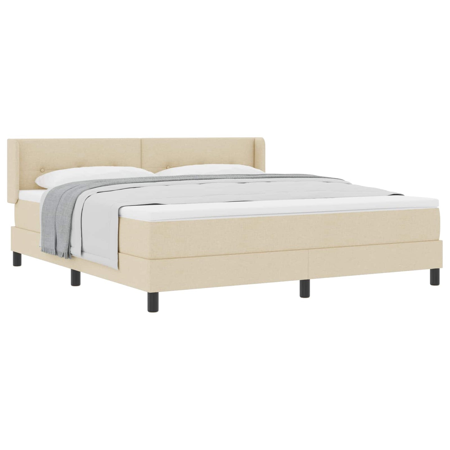 Box spring seng med hovedgærde Creme 200 x 180 cm Stof