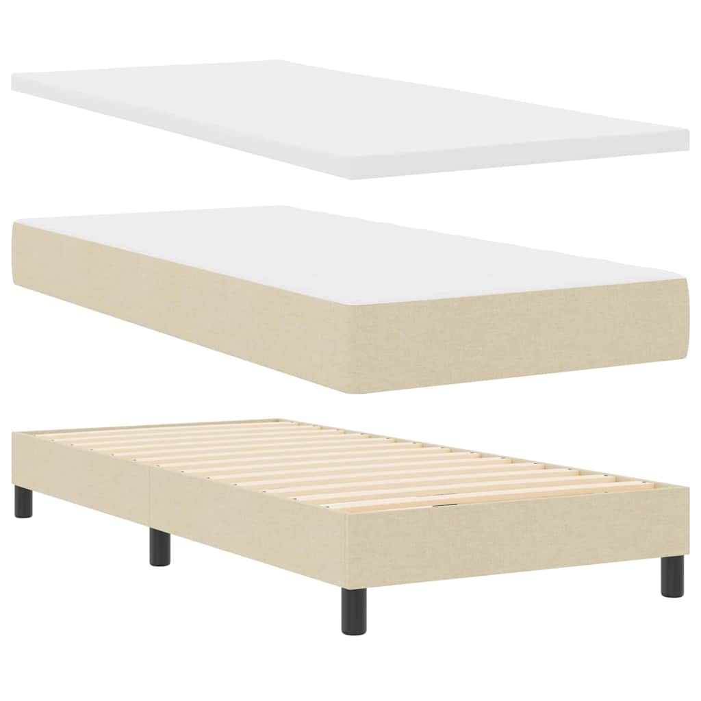 Box spring seng med hovedgærde Creme 200 x 180 cm Stof