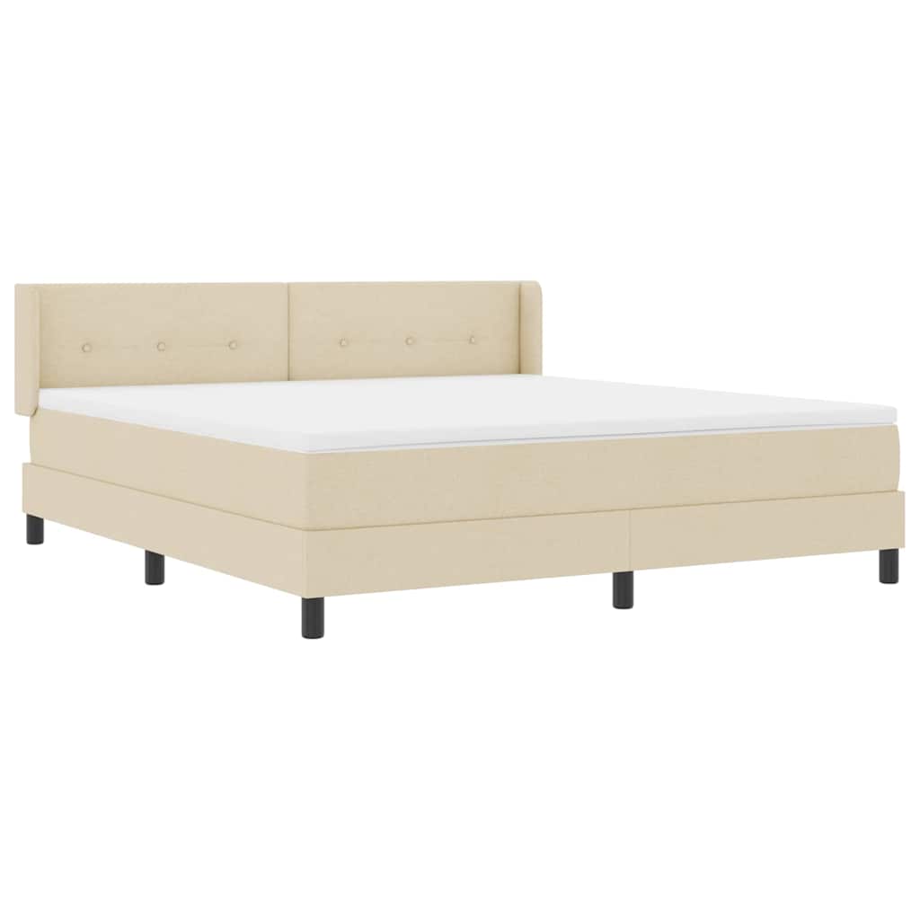 Box spring seng med hovedgærde Creme 200 x 180 cm Stof