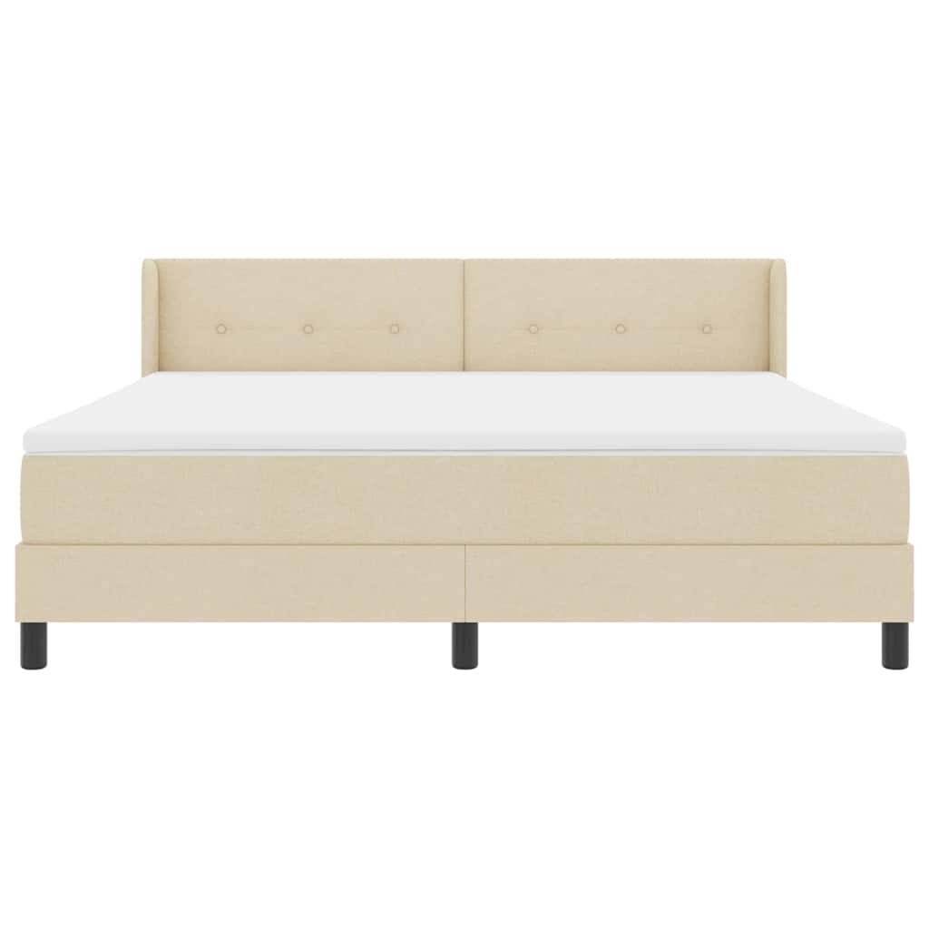 Box spring seng med hovedgærde Creme 200 x 180 cm Stof