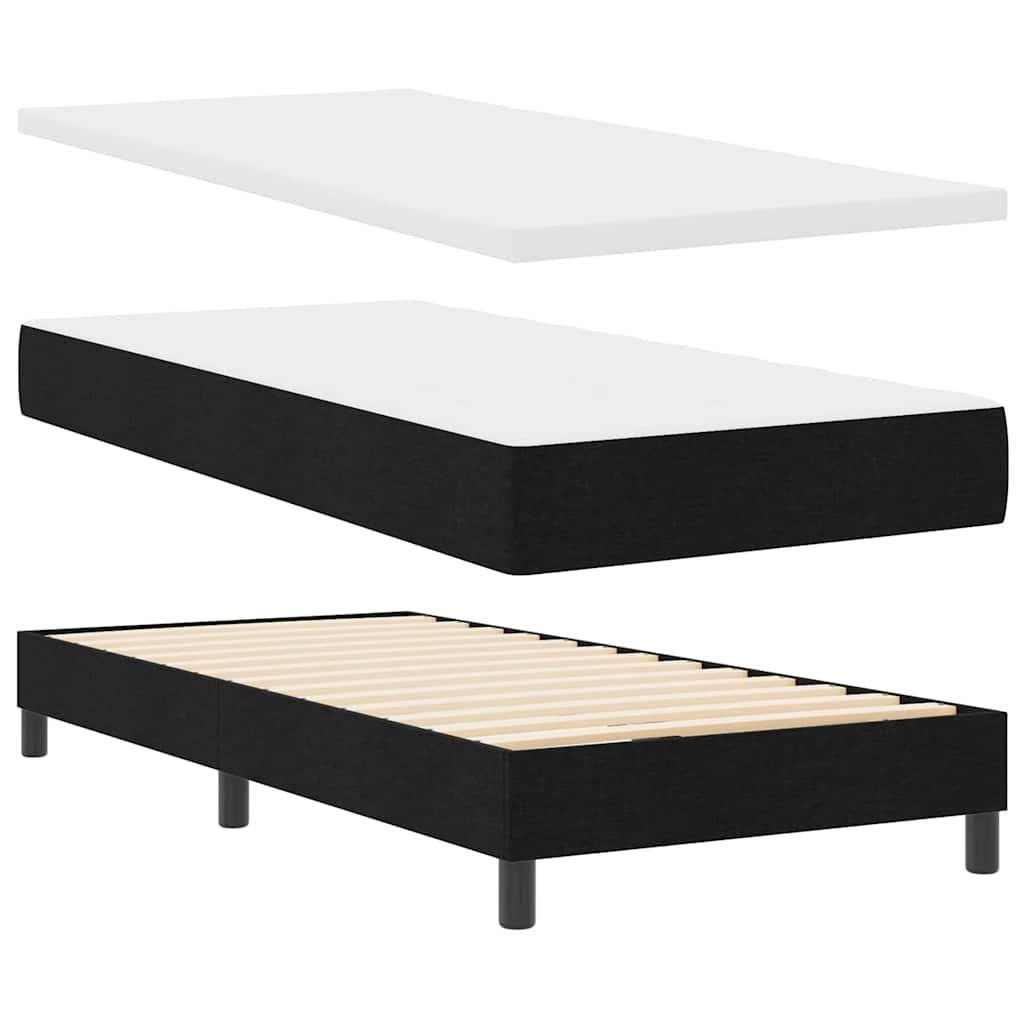 Box spring seng med hovedgærde Sort 200 x 200 cm Stof