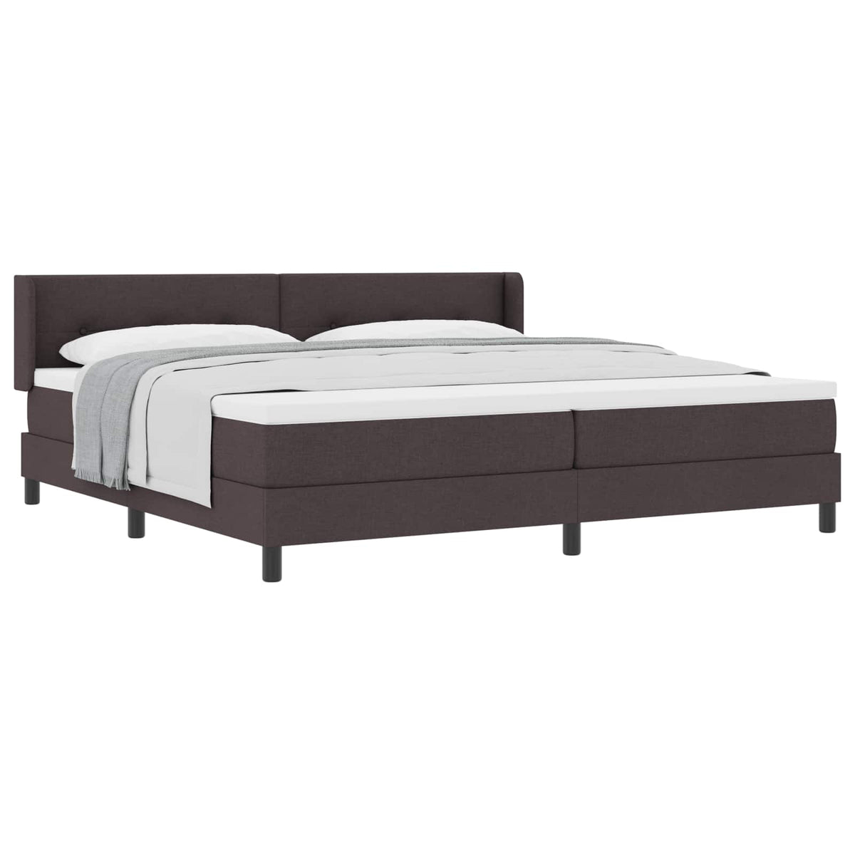 Box spring seng med hovedgærde Mørk Brun 200 x 200 cm Stof