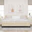 Box spring seng med hovedgærde Creme 200 x 200 cm Stof