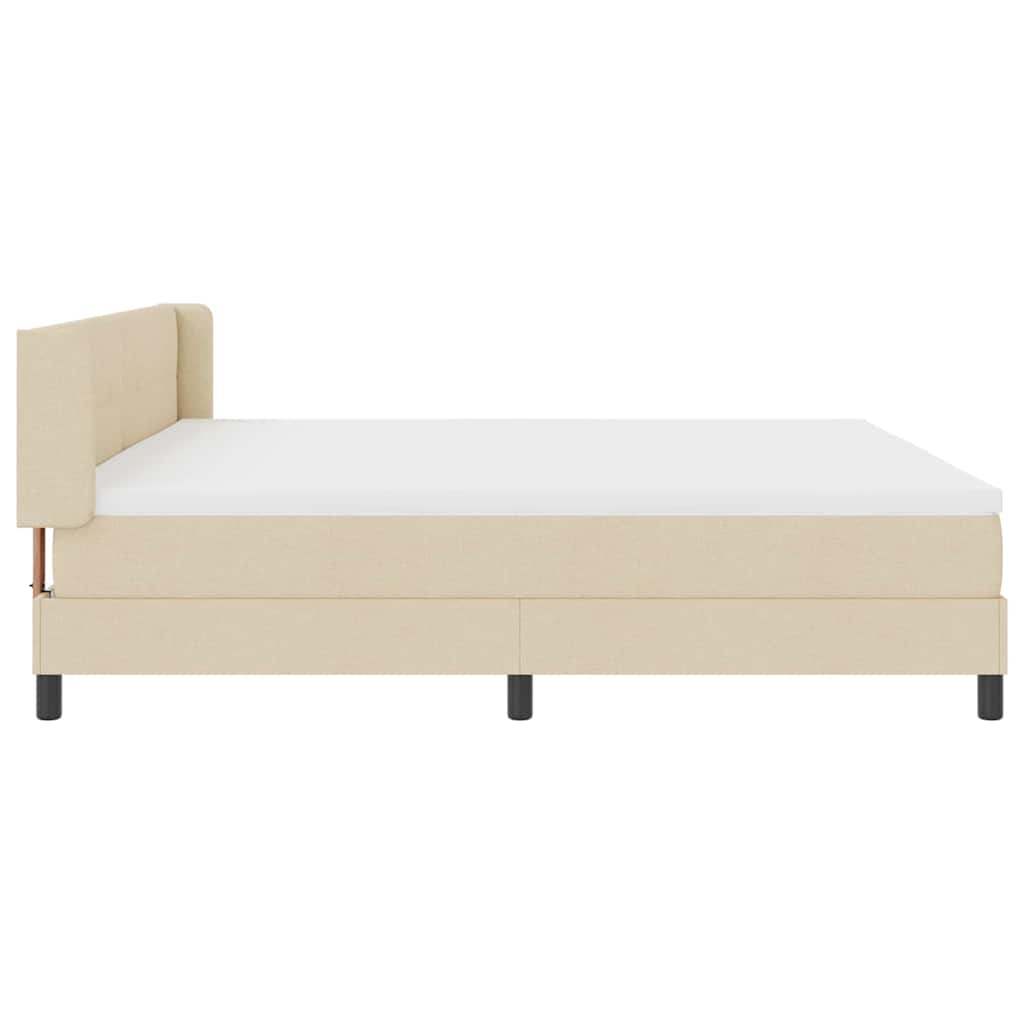Box spring seng med hovedgærde Creme 200 x 200 cm Stof