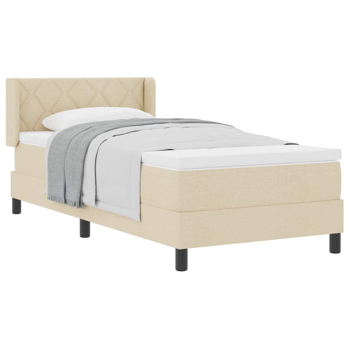 Box spring seng med hovedgærde Creme 200 x 90 cm Stof