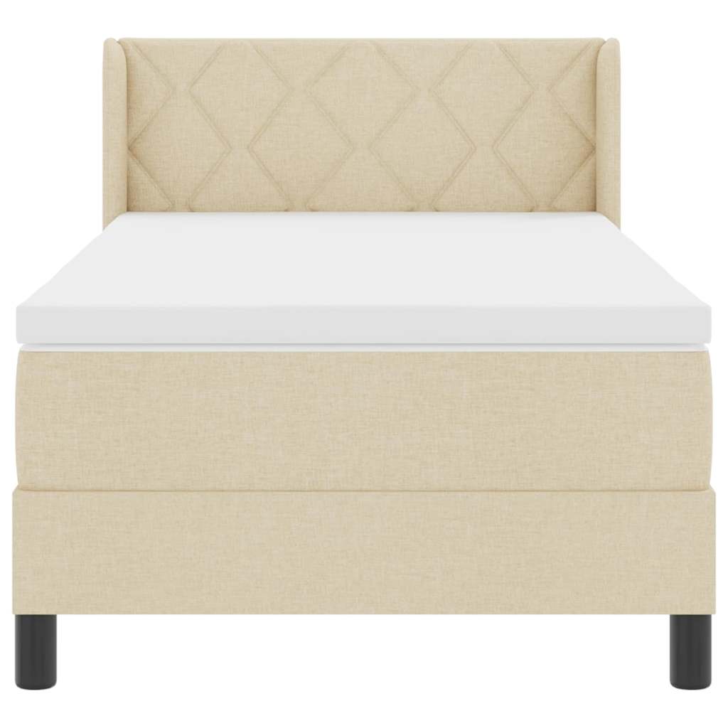 Box spring seng med hovedgærde Creme 200 x 90 cm Stof