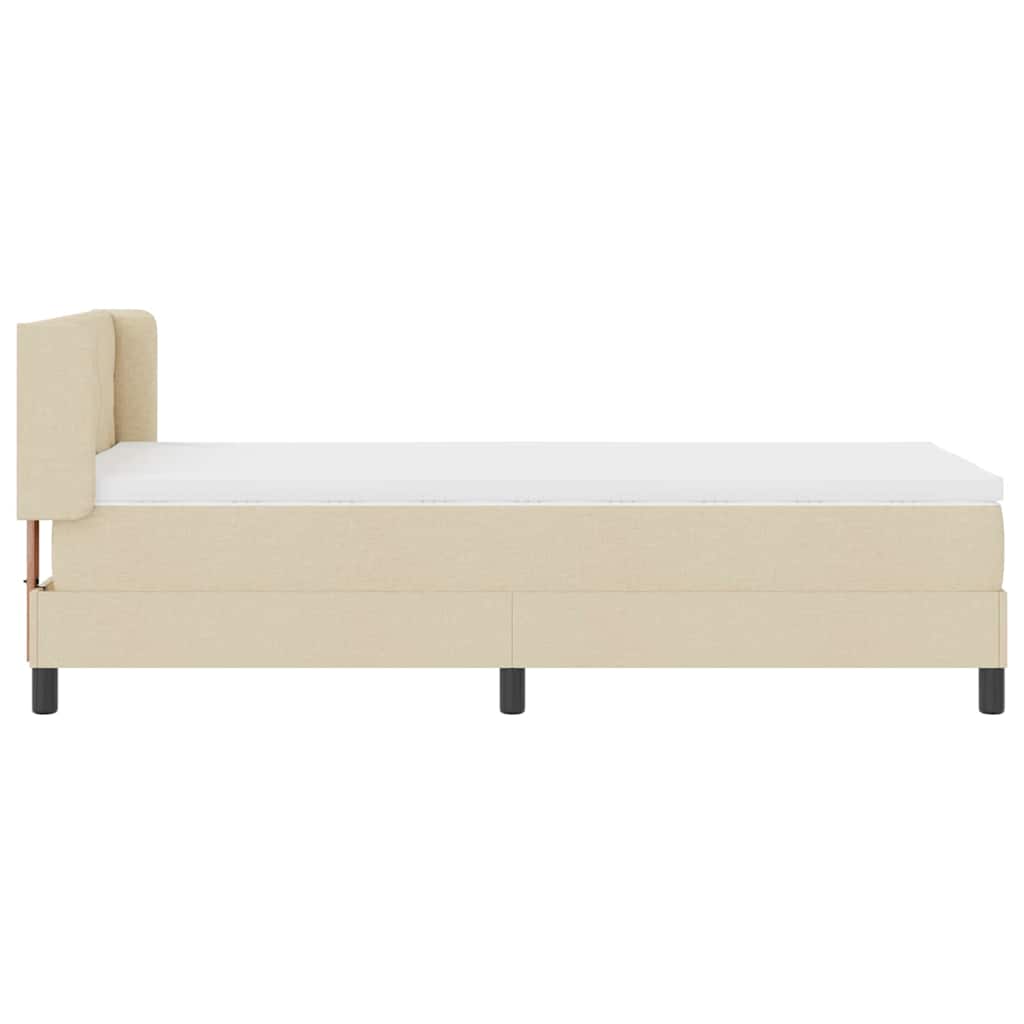 Box spring seng med hovedgærde Creme 200 x 90 cm Stof