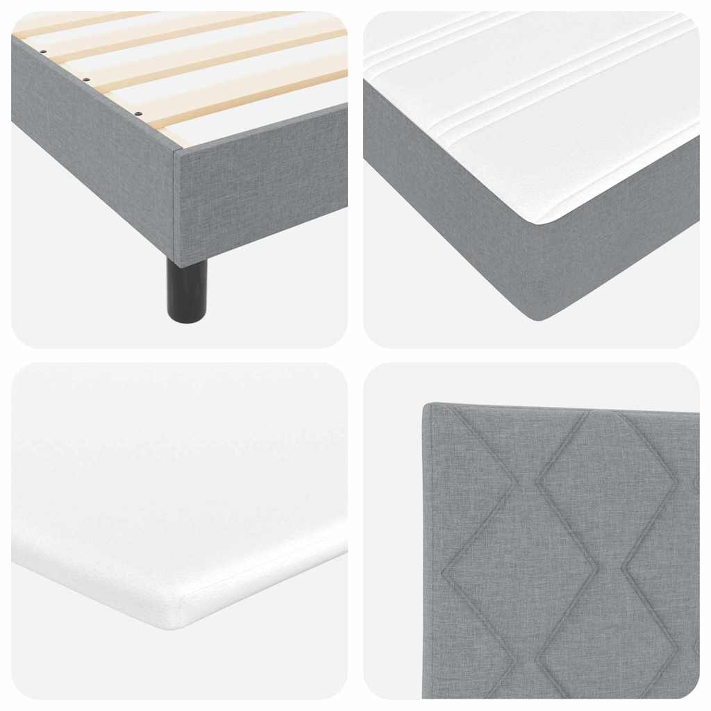 Box spring seng med hovedgærde Lysegrå 200 x 100 cm Stof