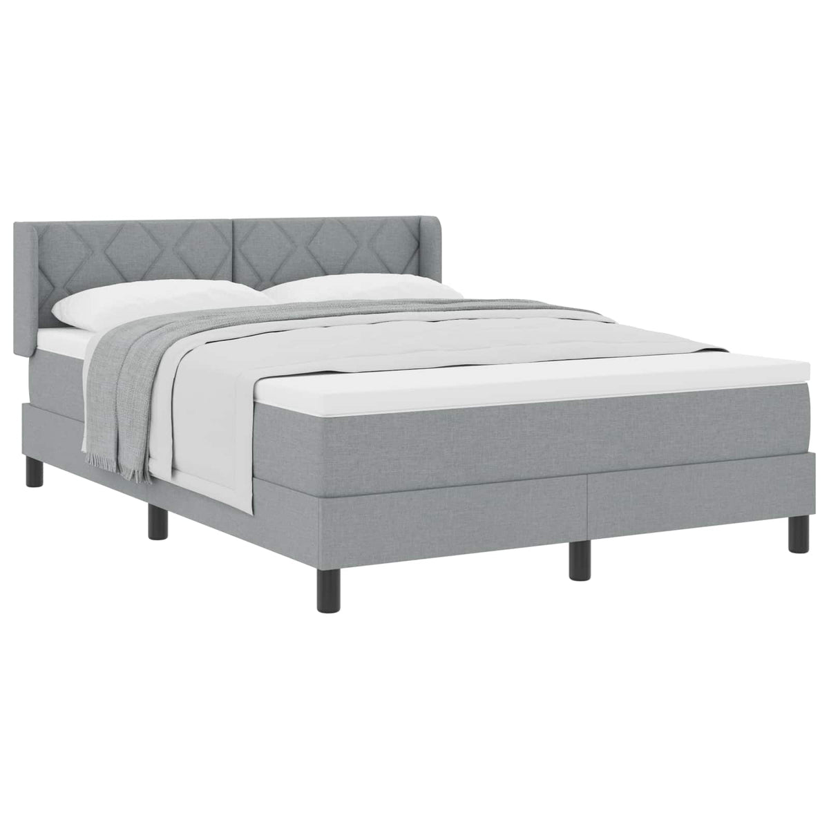 Box spring seng med hovedgærde Lysegrå 190 x 140 cm Stof
