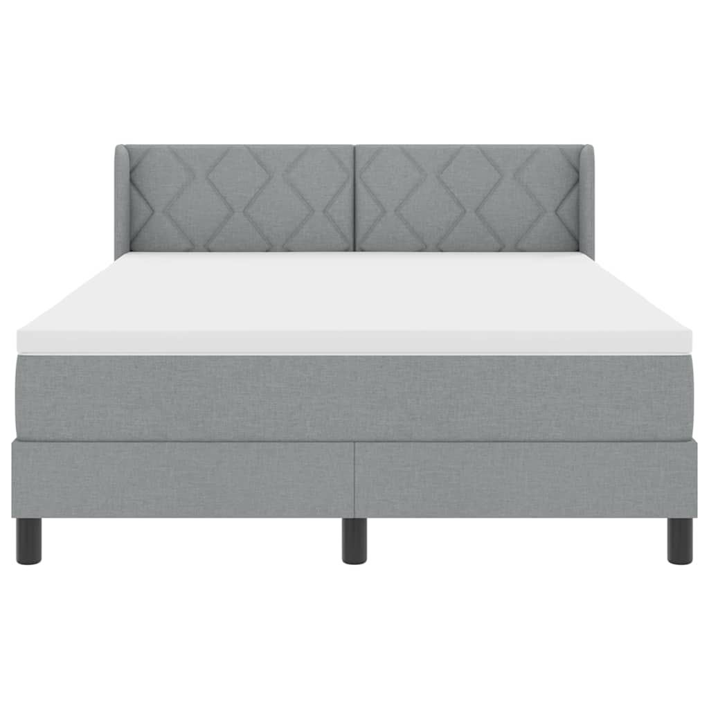 Box spring seng med hovedgærde Lysegrå 190 x 140 cm Stof