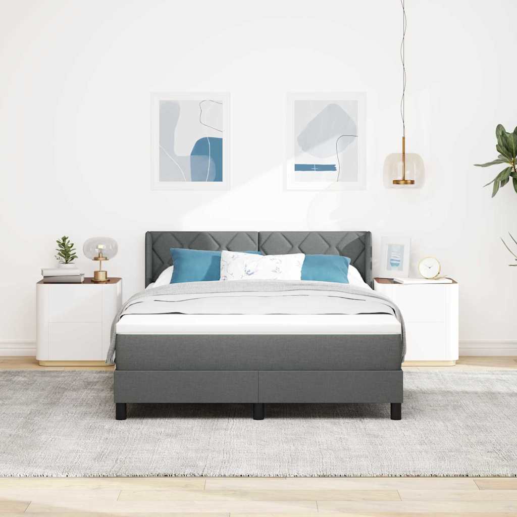 Box spring seng med hovedgærde Mørkegrå 190 x 140 cm Stof