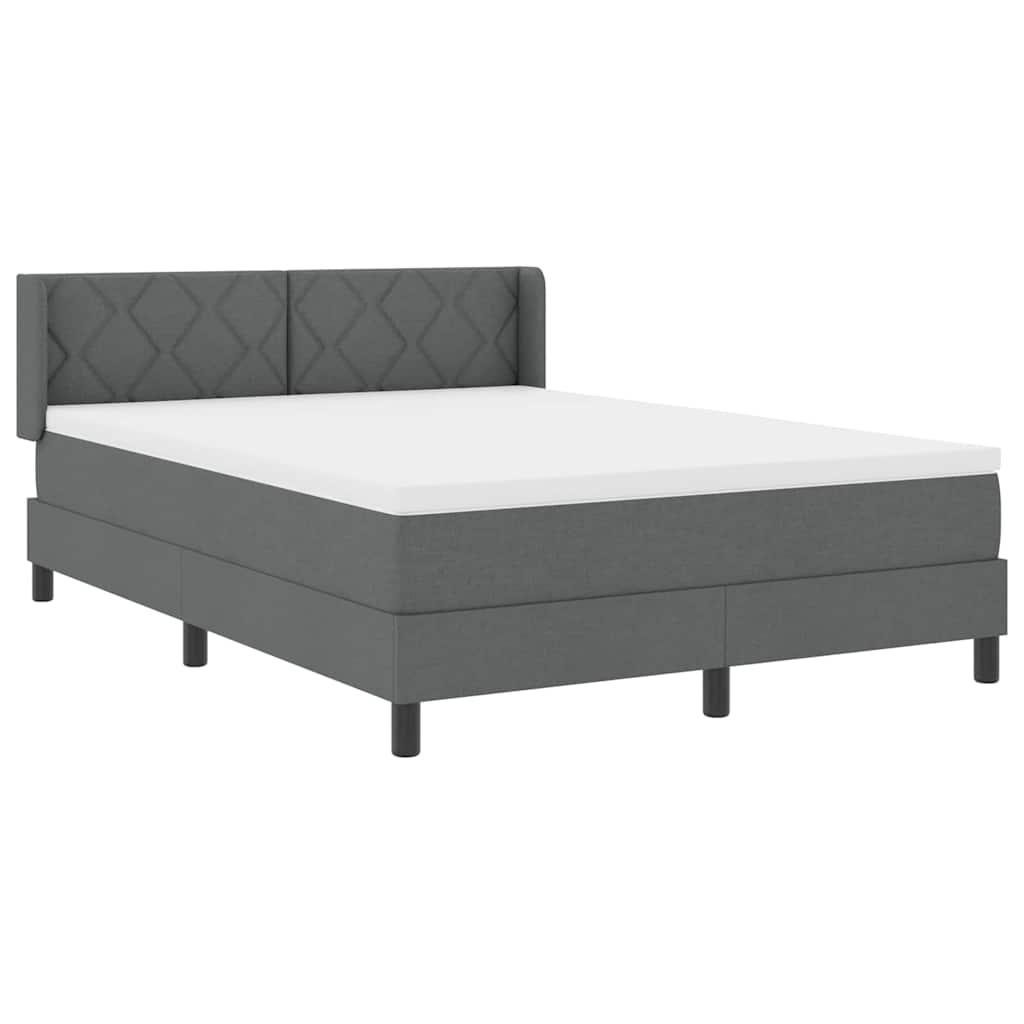 Box spring seng med hovedgærde Mørkegrå 190 x 140 cm Stof