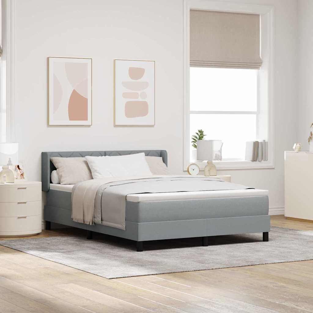 Box spring seng med hovedgærde Lysegrå 200 x 140 cm Stof