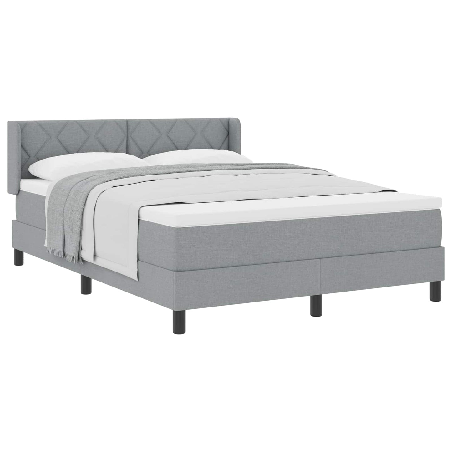 Box spring seng med hovedgærde Lysegrå 200 x 140 cm Stof