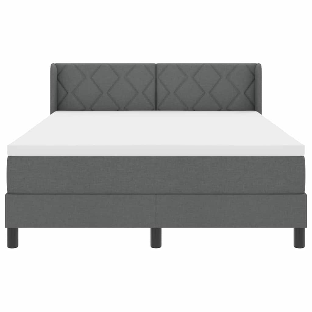 Box spring seng med hovedgærde Mørkegrå 200 x 140 cm Stof