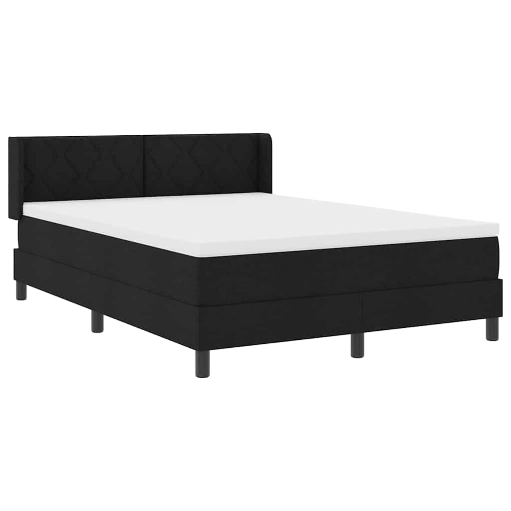 Box spring seng med hovedgærde Sort 200 x 140 cm Stof