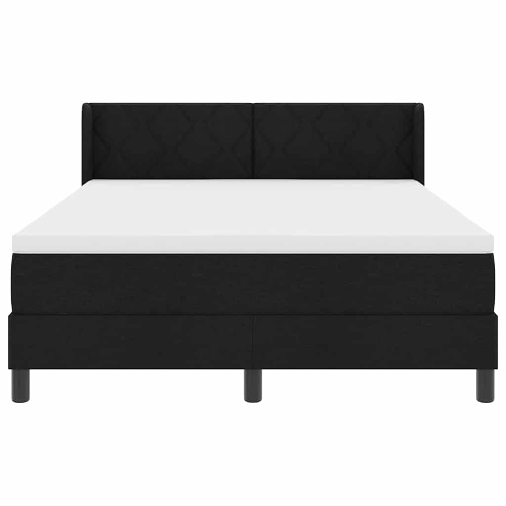 Box spring seng med hovedgærde Sort 200 x 140 cm Stof