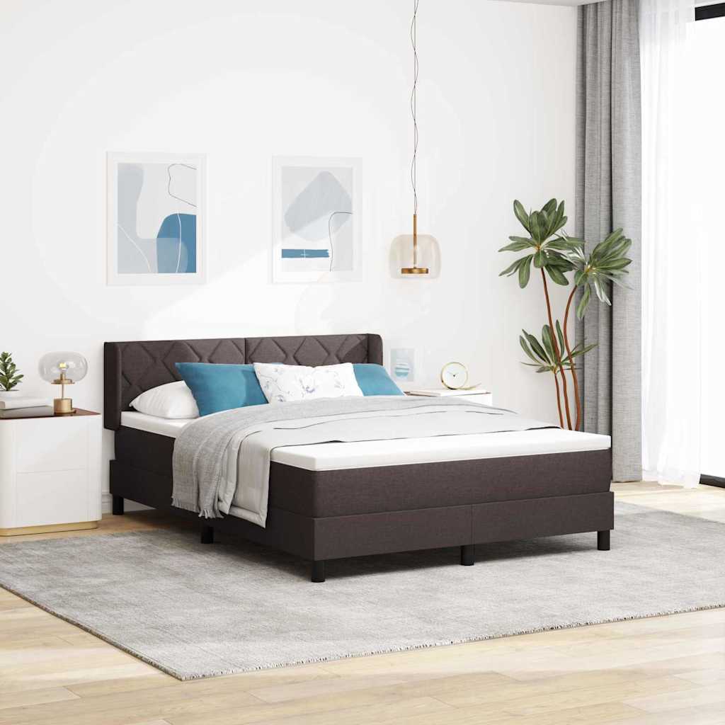 Box spring seng med hovedgærde Mørk Brun 200 x 140 cm Stof