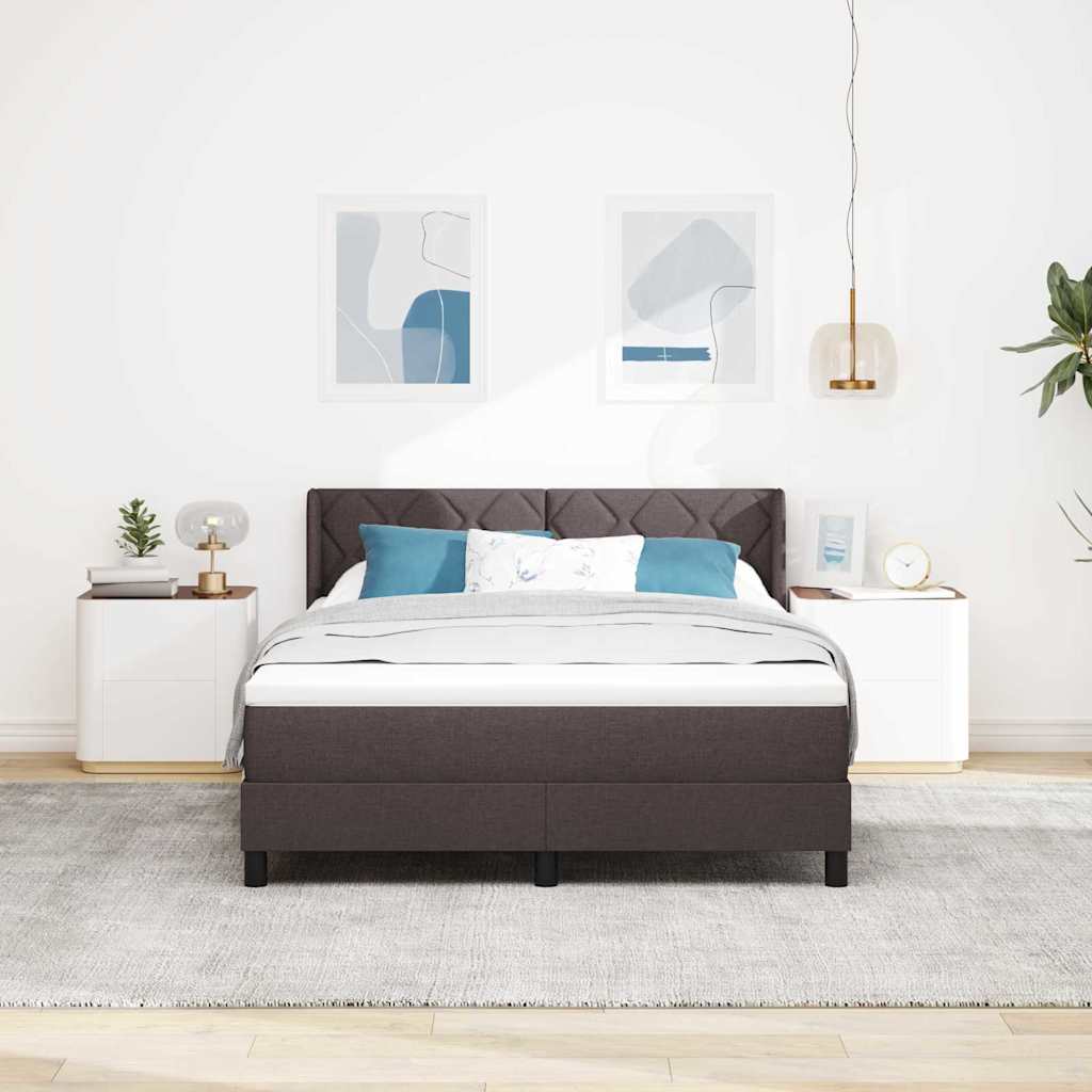 Box spring seng med hovedgærde Mørk Brun 200 x 140 cm Stof