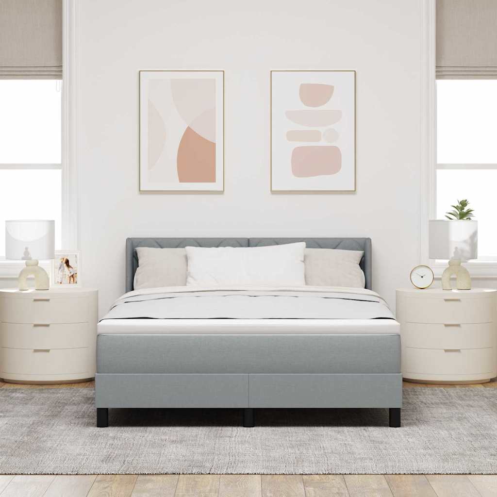 Box spring seng med hovedgærde Lysegrå 200 x 160 cm Stof