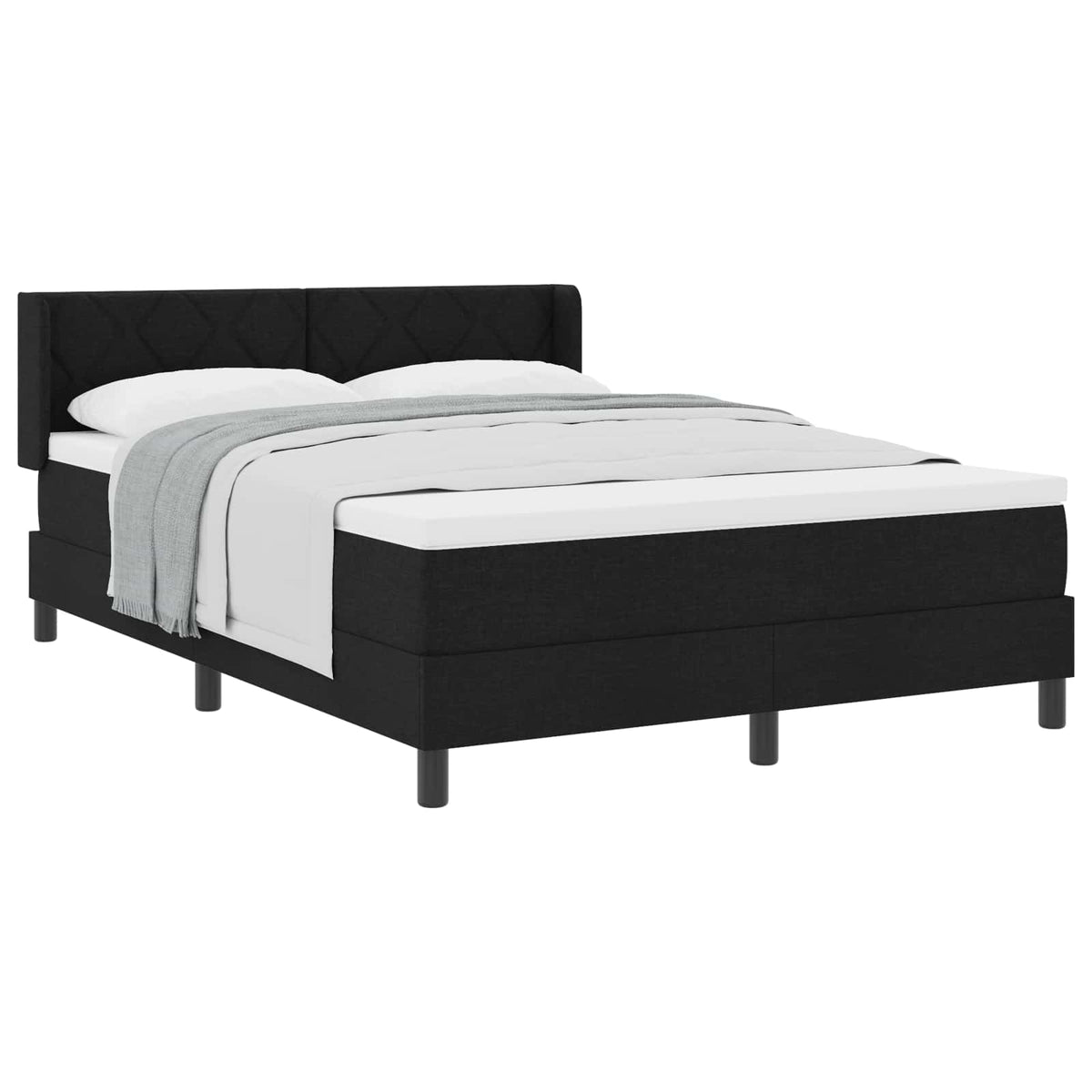 Box spring seng med hovedgærde Sort 200 x 160 cm Stof