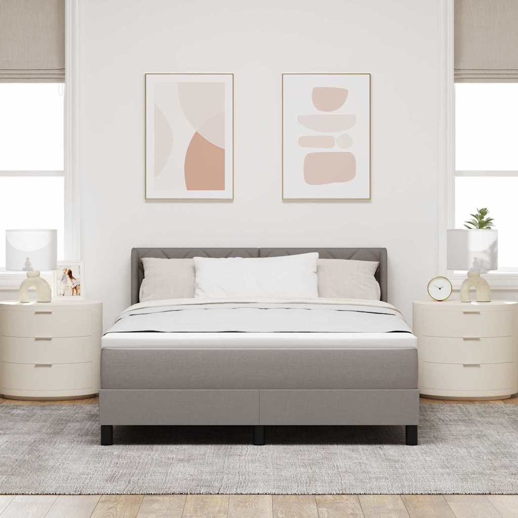 Box spring seng med hovedgærde Gråbrun 200 x 160 cm Stof