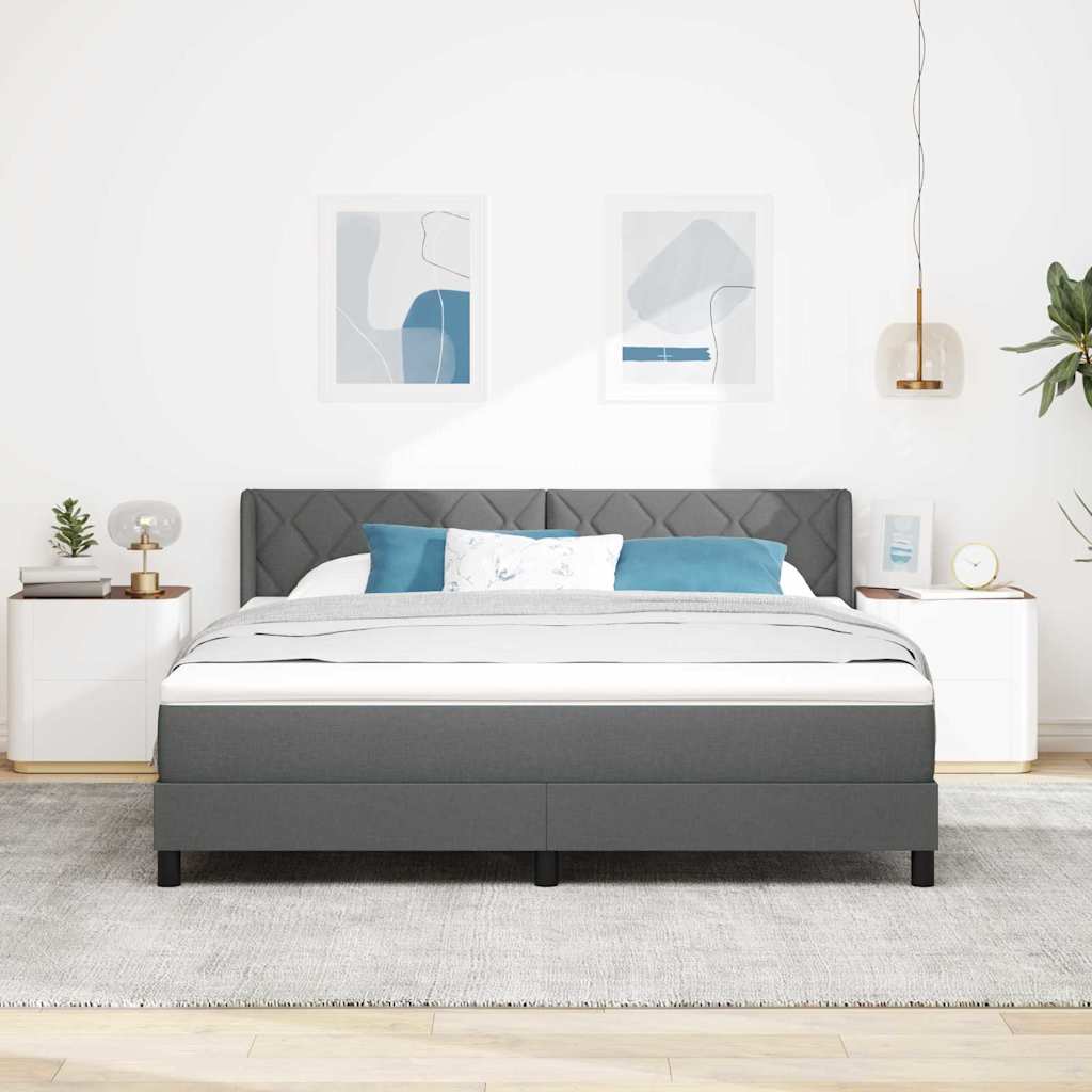 Box spring seng med pude Mørkegrå 200 x 180 cm Stof