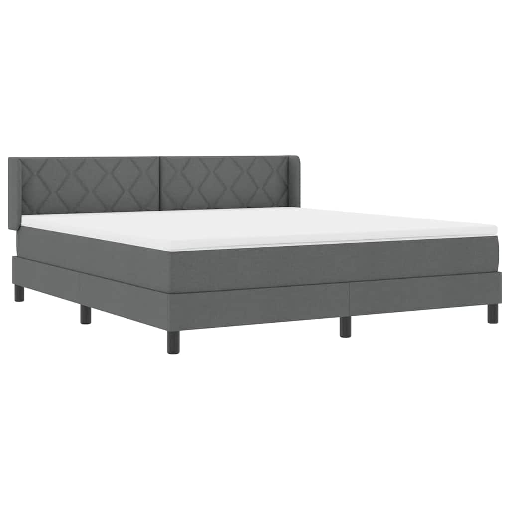 Box spring seng med pude Mørkegrå 200 x 180 cm Stof