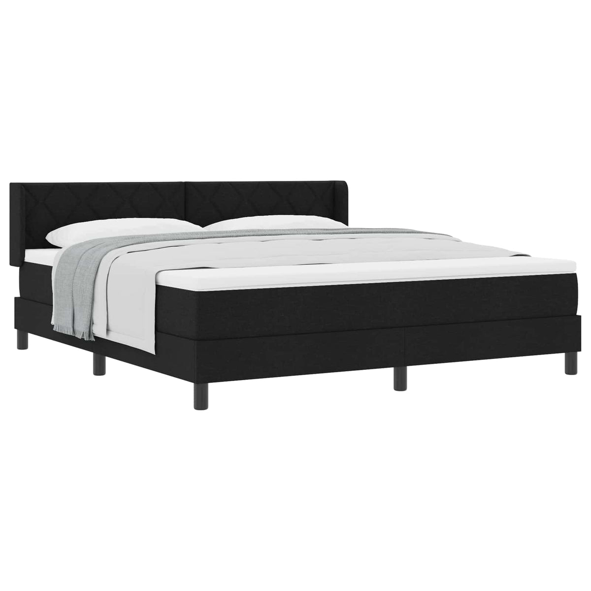 Box spring seng med hovedgærde Sort 200 x 180 cm Stof